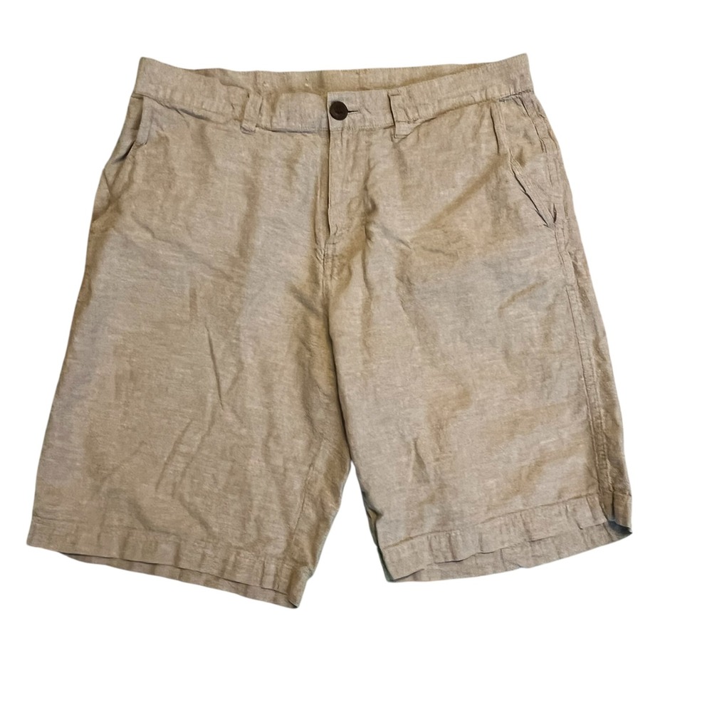 Patagonia‎ Mens Hemp Organic Cotton Shorts Tan Khaki Flat Front Size 30